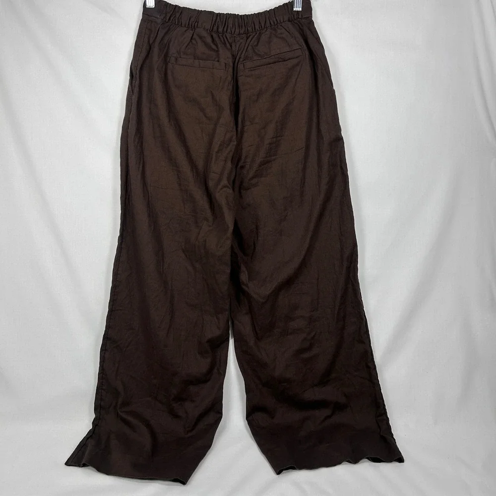 Banana Republic Hayden Brown Linen-Blend Wide-Leg Pants – Size Extra Small (XS)